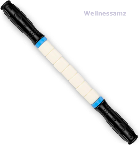 Picture of Wellnessamz Premium Muscle Roller The Ultimate Massage Roller Stick 17 Inches Recommended by Physical Therapists Promotes Recovery Fast Relief for Cramps Soreness Tight Muscles-White