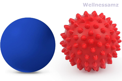 Picture of Wellnessamz Massage Therapy Ball Set: Lacrosse & Spiky Ball Set for Deep Tissue Massage, Trigger Point and Myofascial Release, Muscle Knots and Yoga Therapy(Blue-Red)